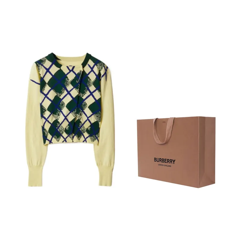 Burberry Argyle intarsia Cropped Cotton Jumper-2
