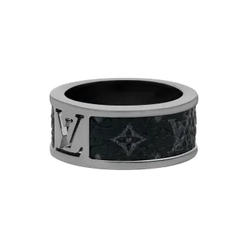 LOUIS VUITTON Metal Rings Unisex Silver/Black