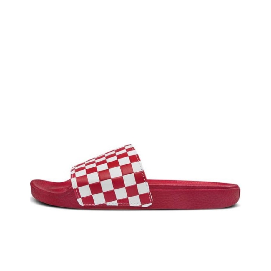 Red checkerboard vans slides on sale