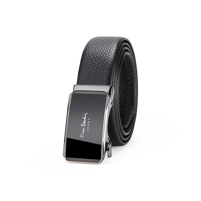 PIERRE CARDIN Top Grain Cow Leather Belts Men's Black 3.5cm-0