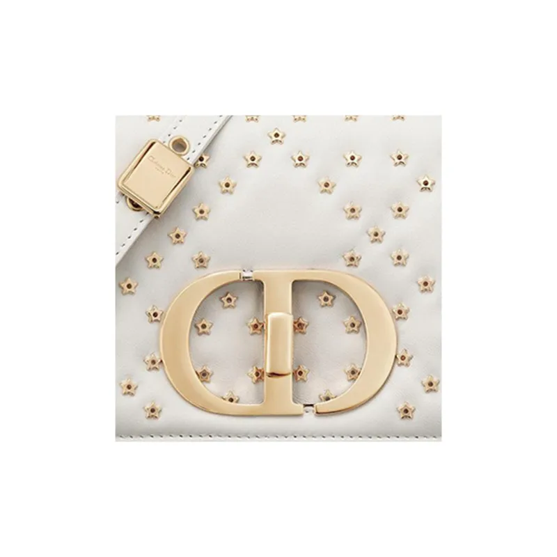 DIOR Caro Lambskin Clutches Shoulder Bag Crossbody Bag Small Size Women's Milk White-6