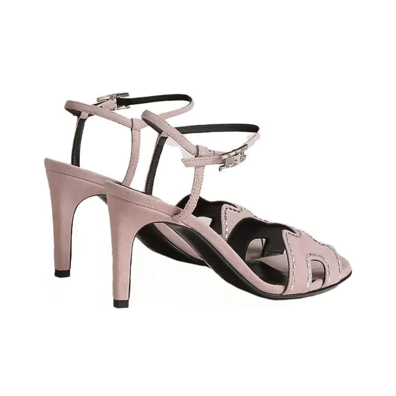 HERMES Heden One Strap Sandals 8cm Women's Light Pink-4