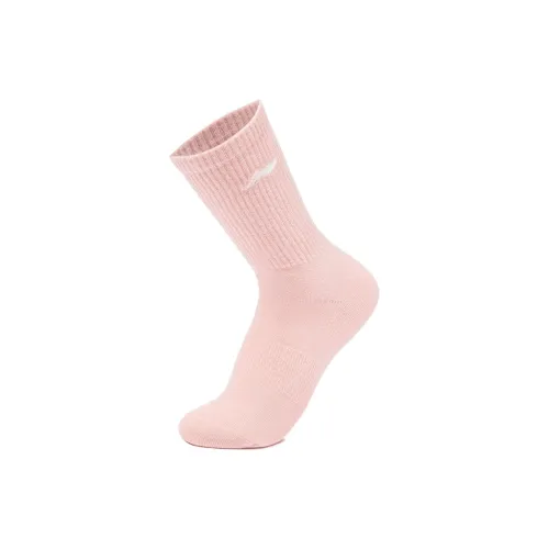 LiNing Mid-Calf Socks Unisex 1 Pack Peach Pink Powder