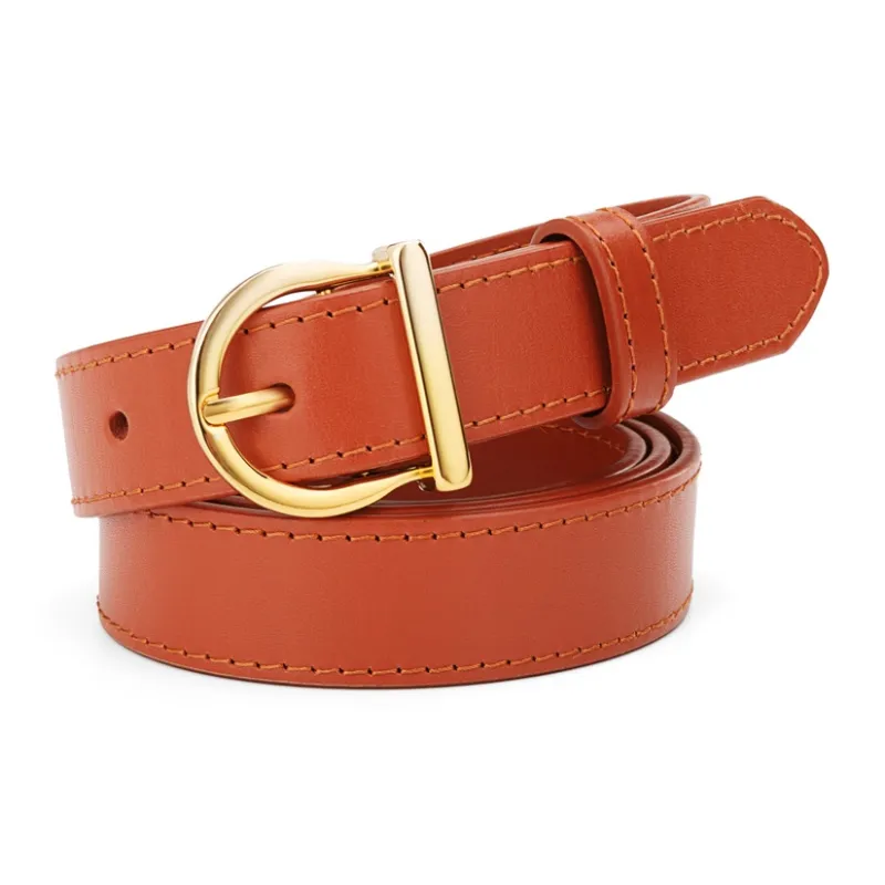 Cows Reign Horse Shoe Pin Buckle Top Grain Cow Leather Versatile Leather Belts Women's-9