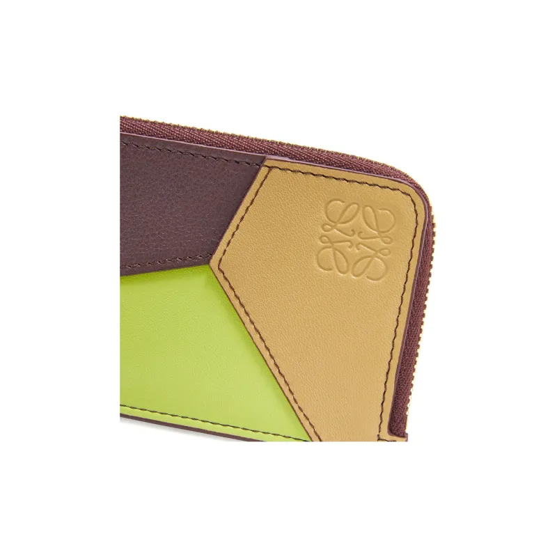 LOEWE Puzzle Calfskin Card Holder Women's Sahara Red & Cardamom-3