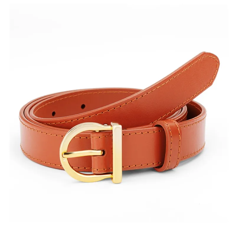 Cows Reign Horse Shoe Pin Buckle Top Grain Cow Leather Versatile Leather Belts Women's-11