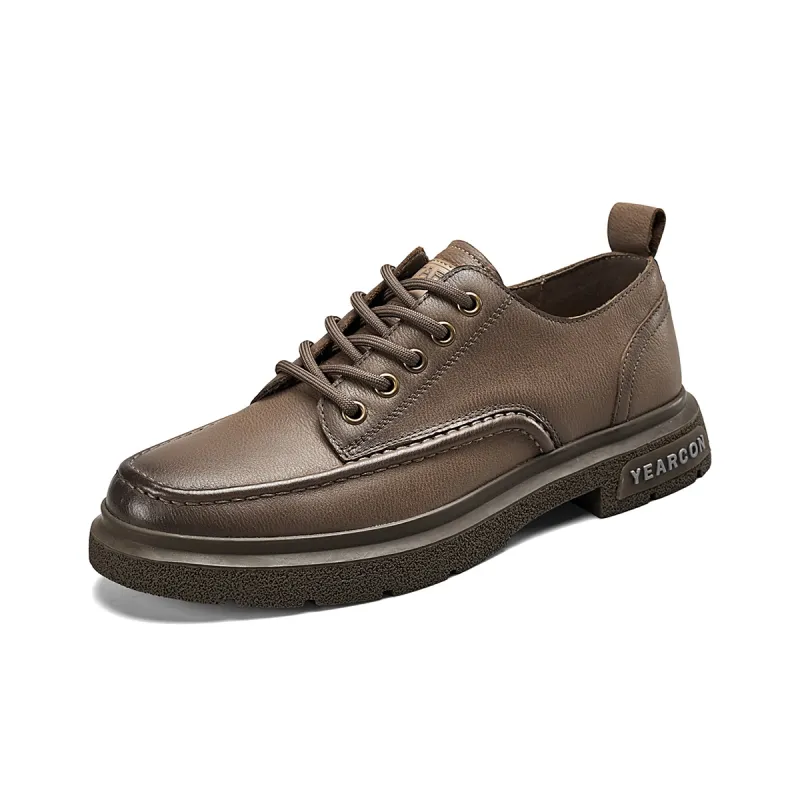 YEARCON Dress Shoes Men Low Top Yellow Brown-5