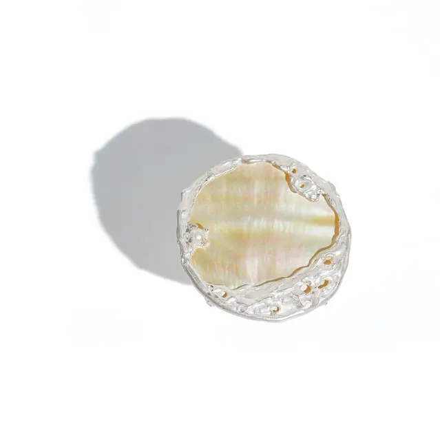 M.Wong Handmade Inlay Mother Of Pearl 925 Sterling Silver Pearl Advanced Sensory Ring Band Women's-1
