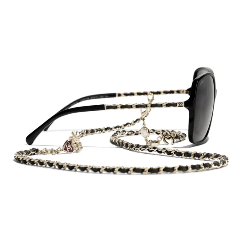 CHANEL Irregular Shape Sunglasses Unisex Black-2