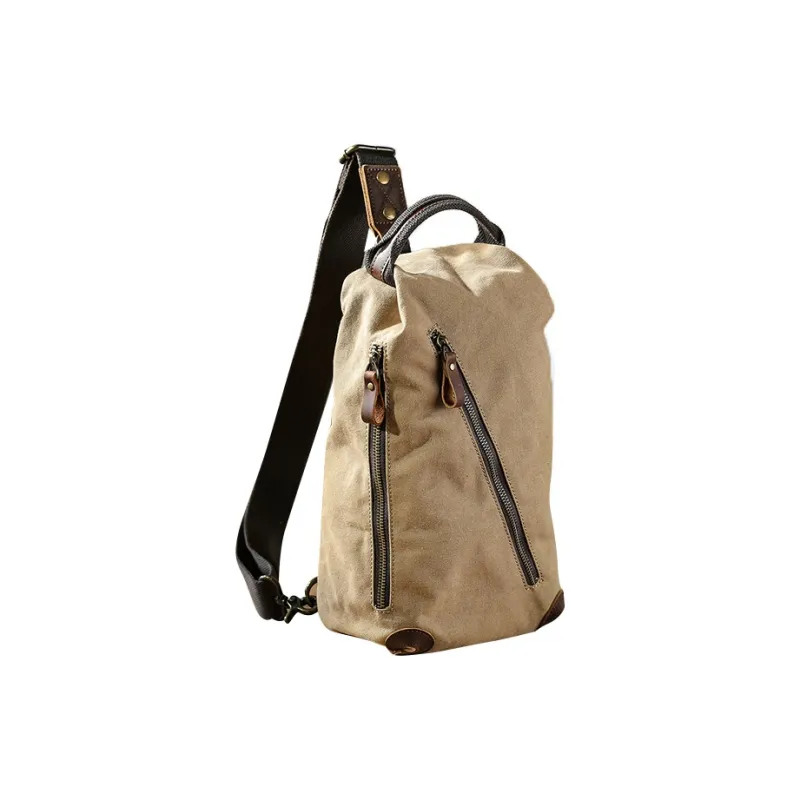 DOSRFINI Canvas Canvas Bag Sling Bag Men's Dark Gray/Khaki/Army Green-5