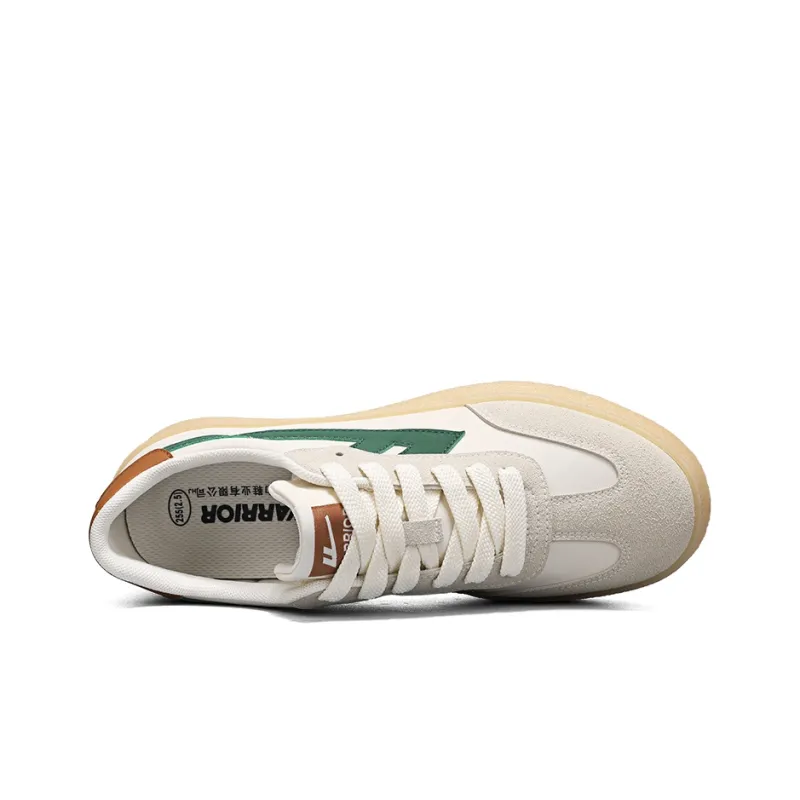 Warrior Anti Slip And Wear Resistant Lightweight Height Increasing Low Top Skateboard Shoes Unisex Beige Green Orange-3