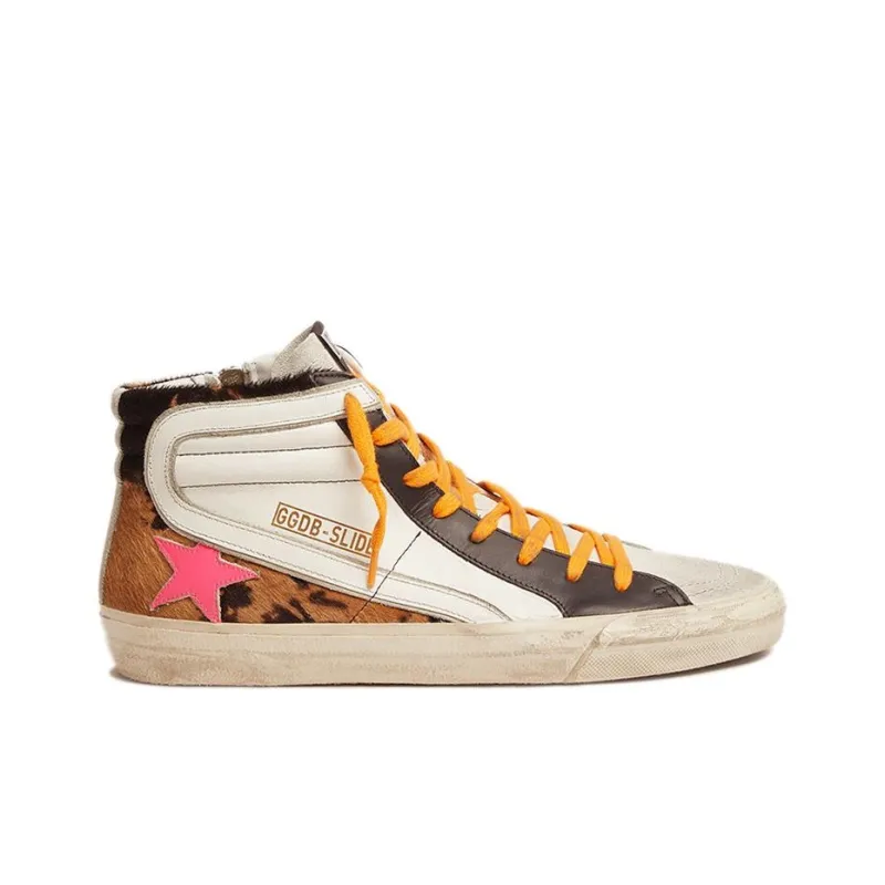 Golden Goose Slide Stylish Skateboarding Shoes Men's Beige Brown-1