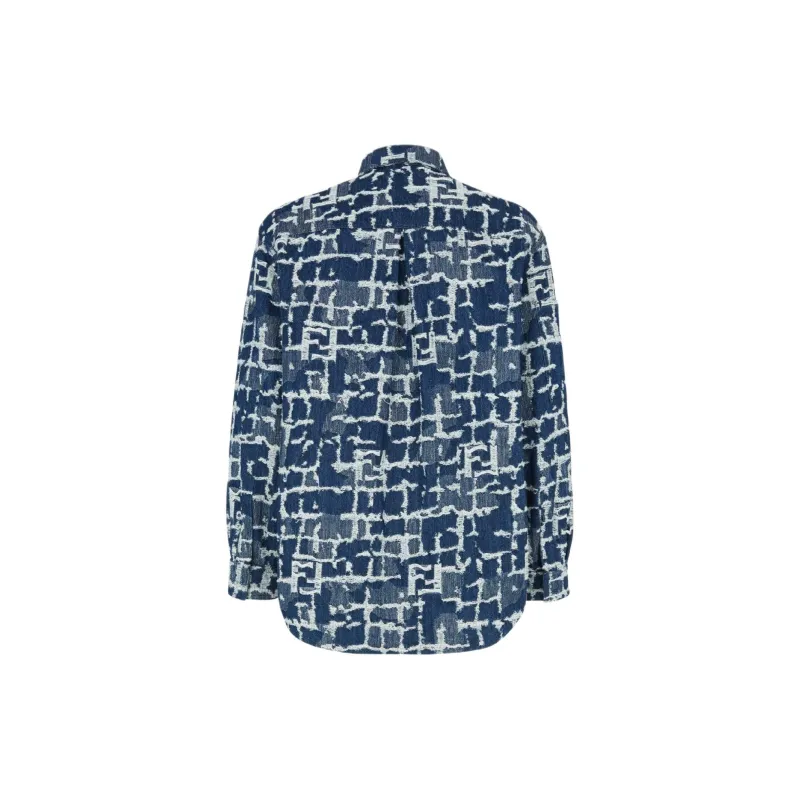 FENDI Logo Detailed Distressed Denim Jacket-1