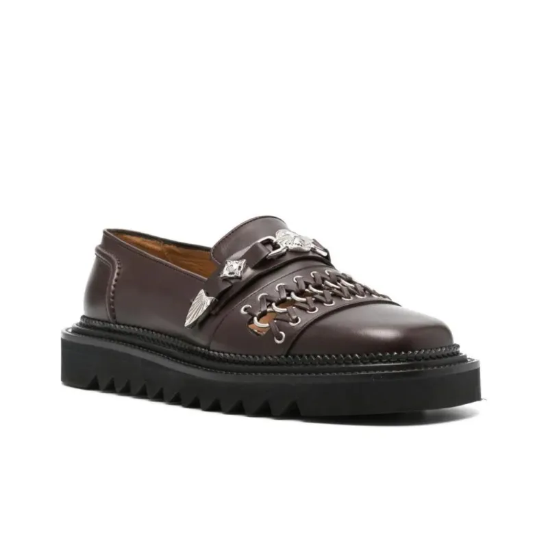 TOGA VIRILIS Stud-embellished Leather Slippers-2