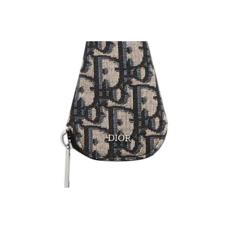 DIOR Leather Shoulder Bag Crossbody Bag Key Pouch Men's Beige/Black-4