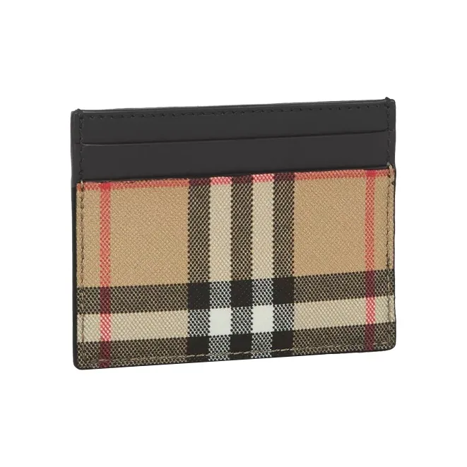Burberry VINTAGE Leather Card Holders Black/Beige-1
