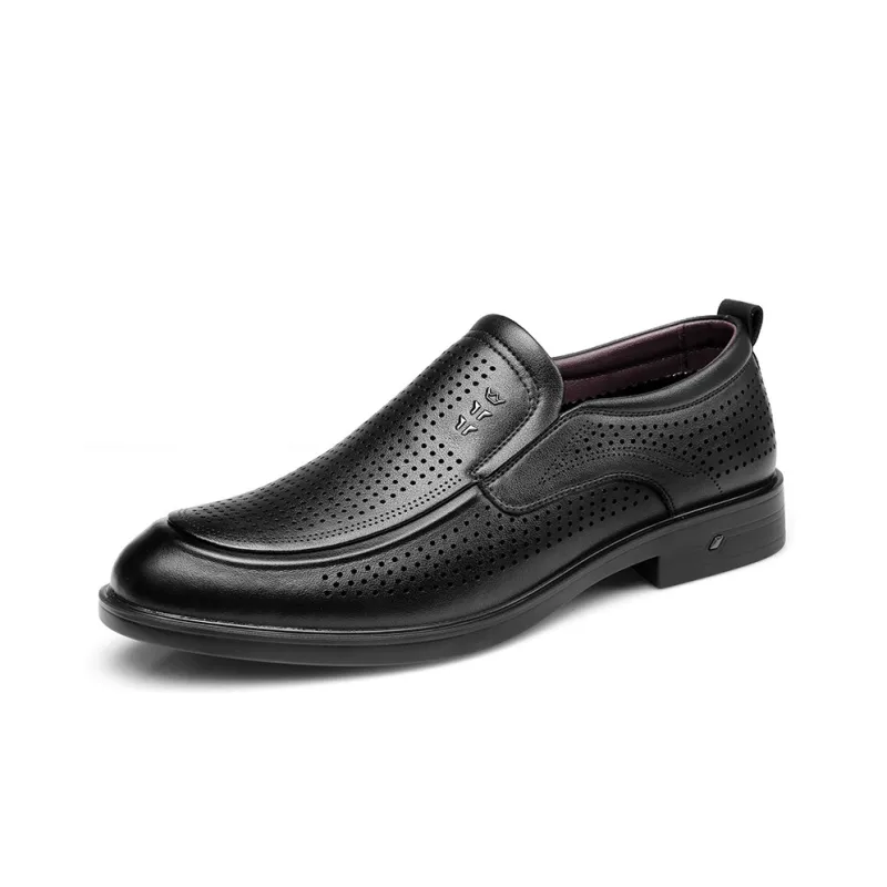 Strongman 3515 Cut-Out Leather Shoes For Men-Summer Men's Leather Sandal Dress Shoes Slip-on Soft-1