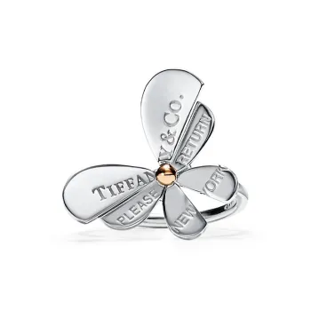 TIFFANY & CO. Return To Tiffany Collection 925 Sterling Silver With 18K Rose Gold Rings Women's