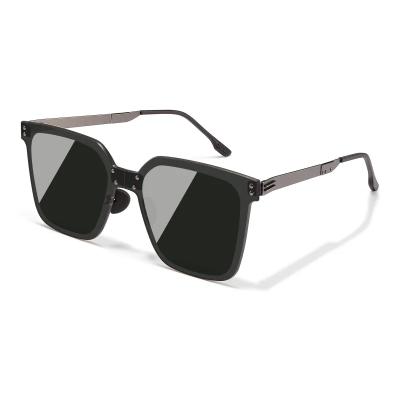 PULAIS Square Sunglasses Unisex Black-7
