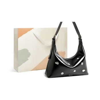 15 MINS Cow Leather Messenger Bag Shoulder Bag Baguette Bag Biker Bag Crossbody Bag Shoulder Bag Regular Women's Black