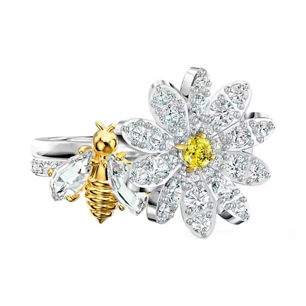 Swarovski Eternal Flower Rings Women's Silver/Yellow-3