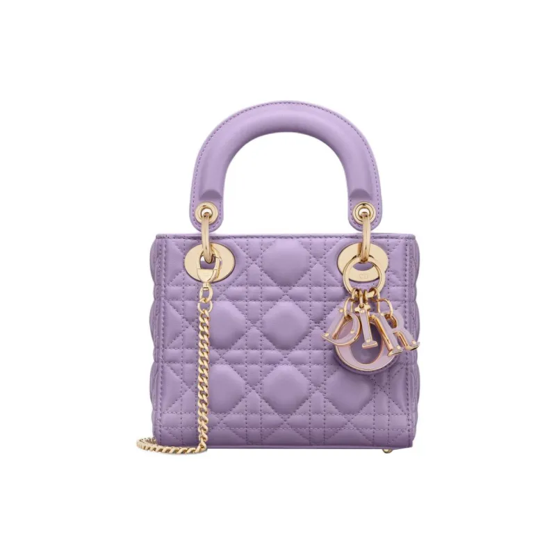 DIOR Lady Dior Sheepskin Dior Bag Shoulder Bag Crossbody Bag Handbag Mini Women's Light Purple-0