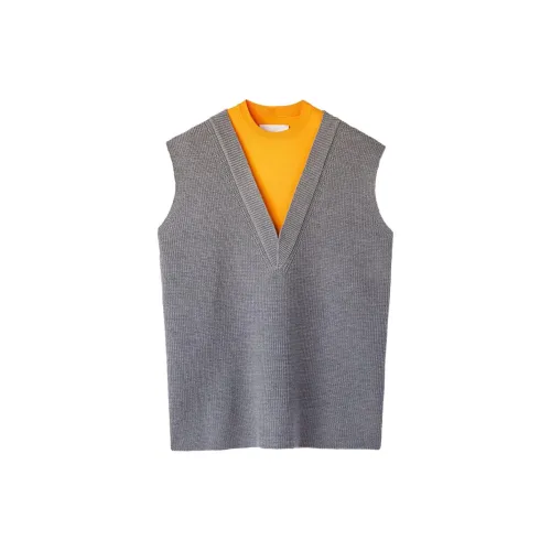 JIL SANDER Layered-design Wool-blend Vest