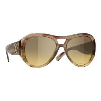 CHANEL Acetate Aviator Sunglasses Unisex Tortoiseshell
