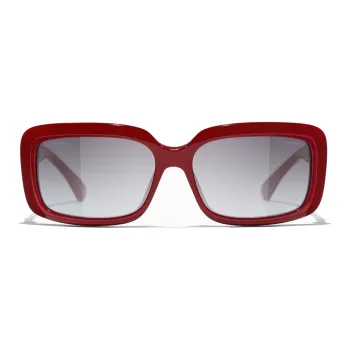 CHANEL Rectangular Sunglasses Unisex Red