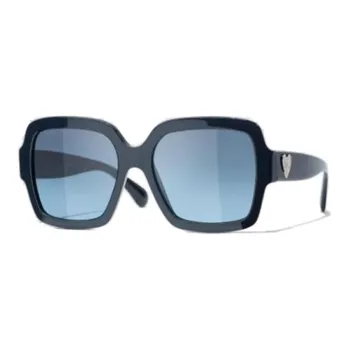 CHANEL Acetate Square Sunglasses Women's Blue