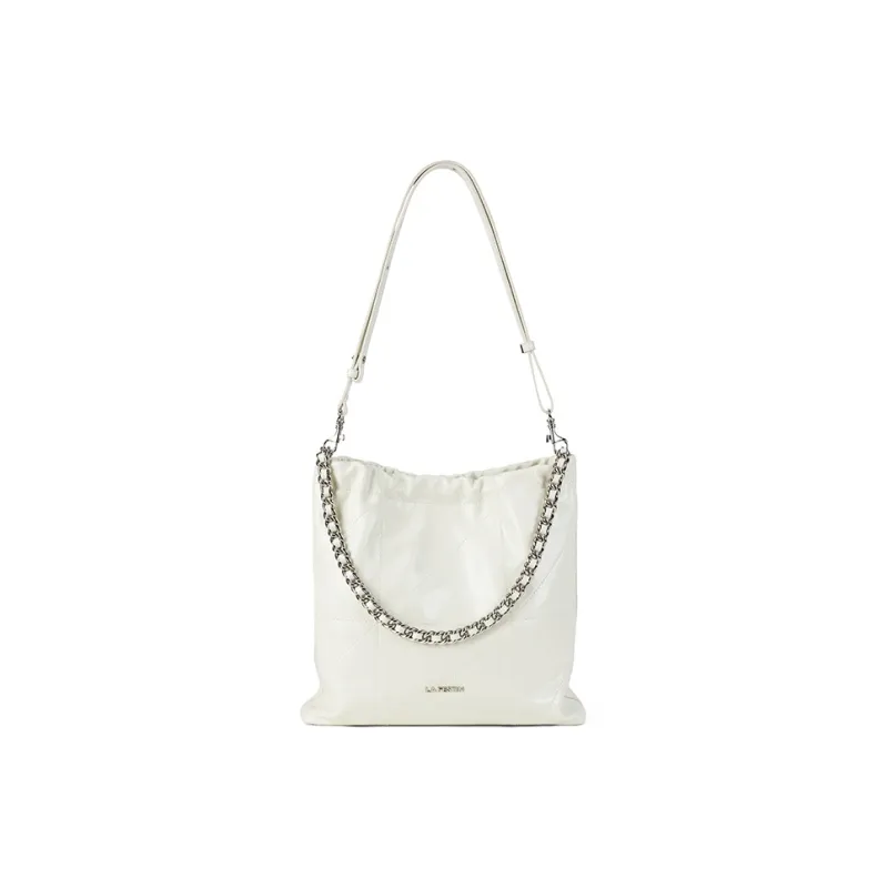 LA FESTIN Cow Leather Shoulder Bag Crossbody Bag Tote Bag Women's Sassy Black/Cool White/Misty Gray Green/Denim Blue-5