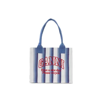 GANNI Large Striped Canvas Tote Bag