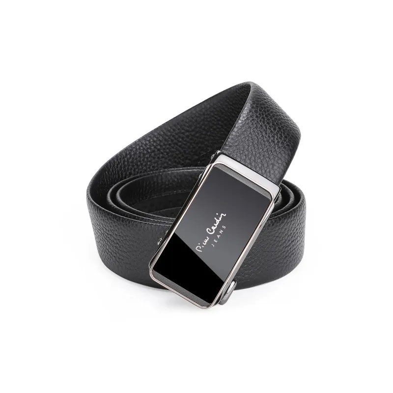 PIERRE CARDIN Top Grain Cow Leather Belts Men's Black 3.5cm-1