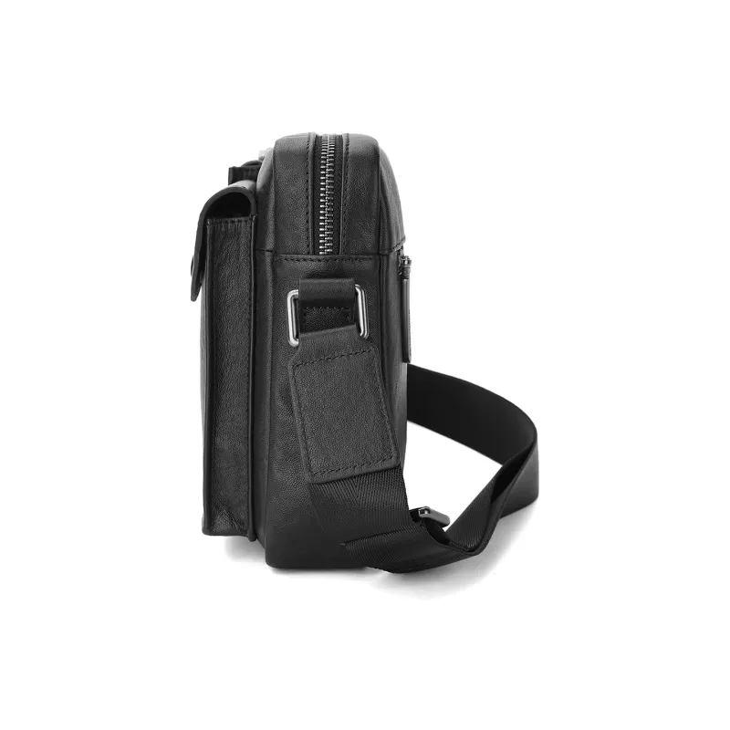 NAVIGARE Cow Leather Shoulder Bag Crossbody Bag Tote Bag Medium Size Men's Black-2