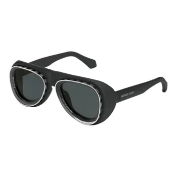 LOUIS VUITTON Metallic Nylon Irregular Shape Sunglasses Men's Black