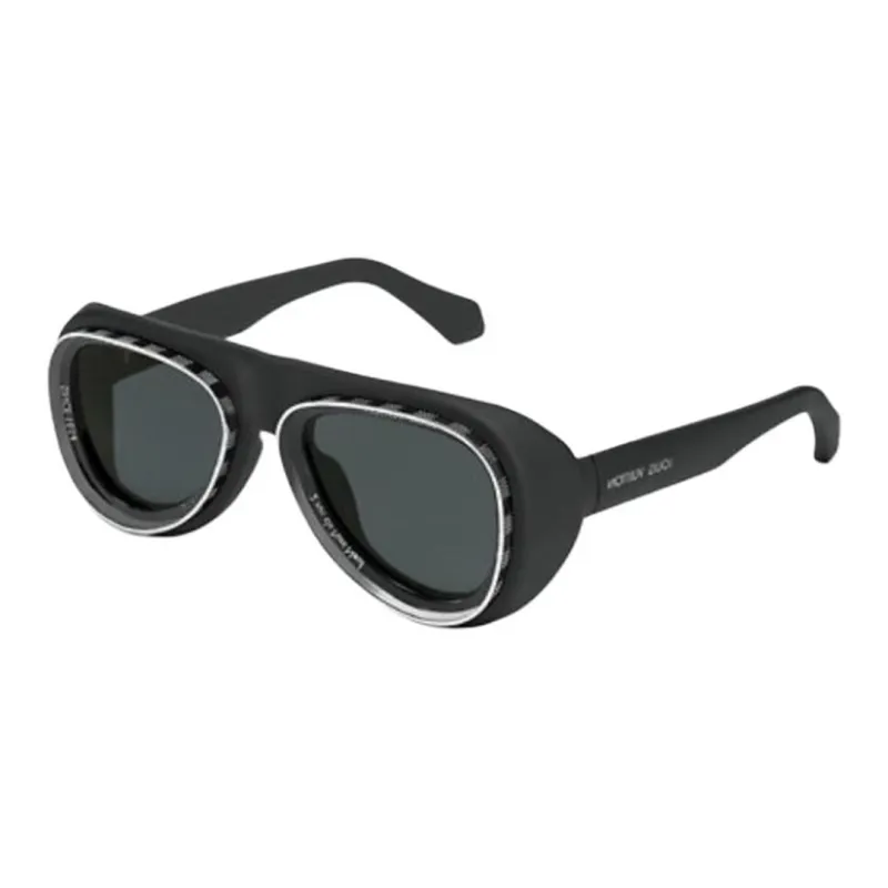 LOUIS VUITTON Metallic Nylon Irregular Shape Sunglasses Men's Black-0