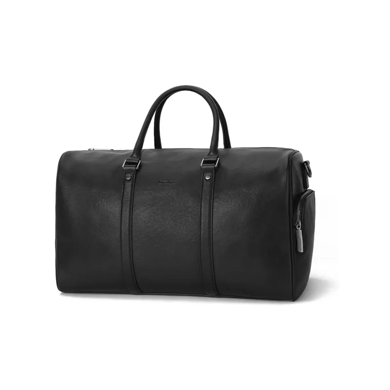 NAVIGARE Top Grain Cow Leather Handbag Travel Bag Luggage Bag Shoulder Bag Gym Bag Large Size Men's Black-1
