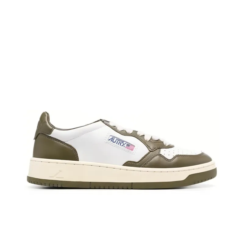 AUTRY Medalist Leather Low White Olive Women's-1