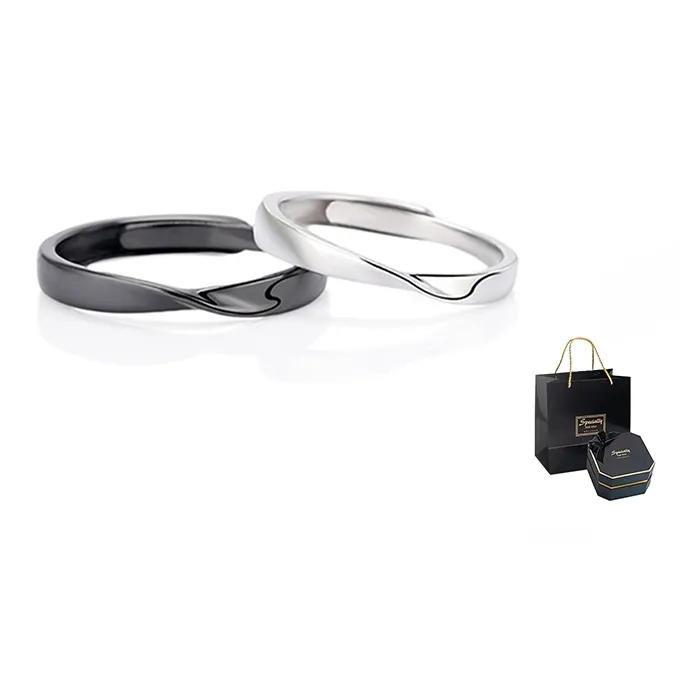 FireMonkey S925 Silver Couple Rings Unisex-3