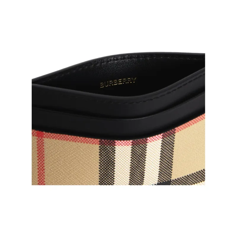 Burberry VINTAGE Leather Card Holders Black/Beige-3