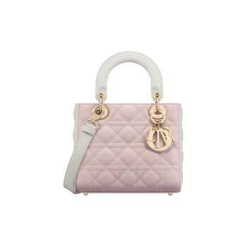 DIOR Lady Dior Sheepskin Dior Bag Shoulder Bag Crossbody Bag Handbag Small Size Women's Sand Pink With Light Purple