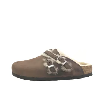 Birkenstock Blair Shearling Oiled Leather Sandals 'Brown' Women's