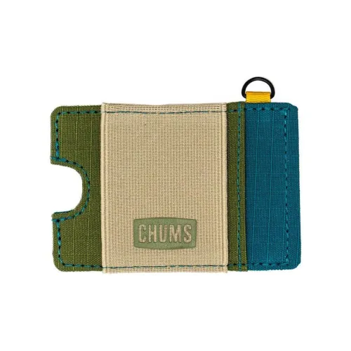 CHUMS Card Holders Olive With Cyan Accents