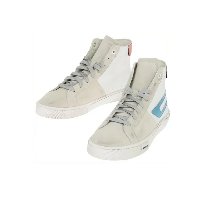 DIESEL High Top Stylish Skateboarding Shoes Men's Gray White-2