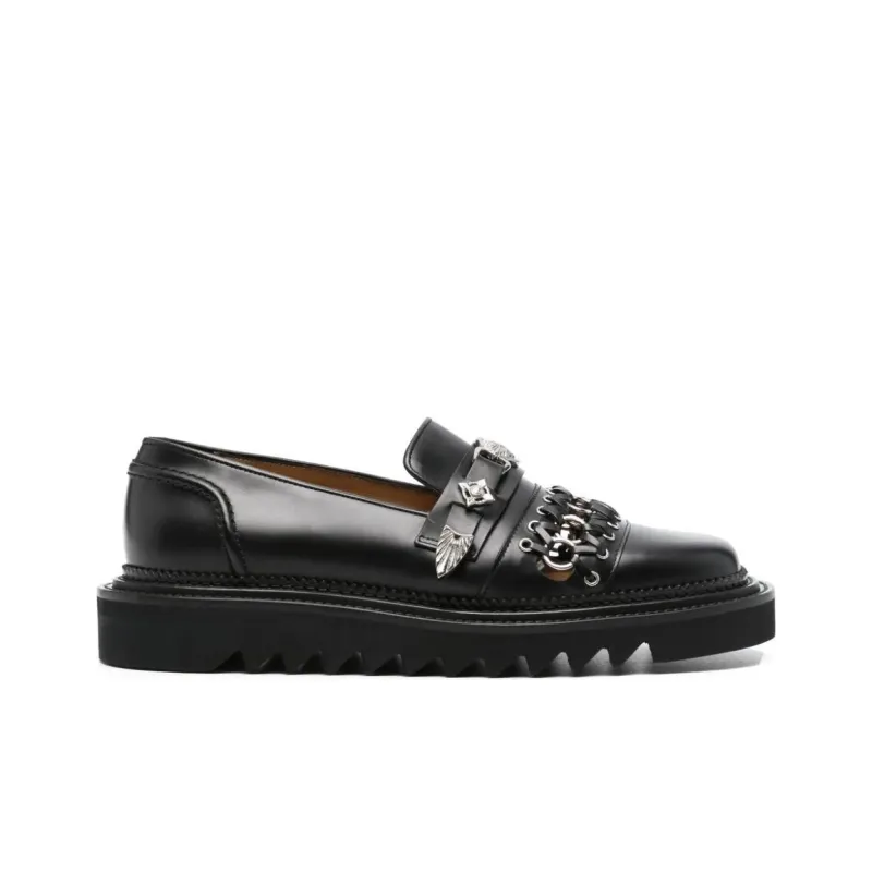 TOGA VIRILIS Stud-embellished Leather Loafers-1