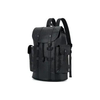 Slazenger Lightweight Abrasion Resistant Leather Solid Color Travel Students Backpack Unisex Black