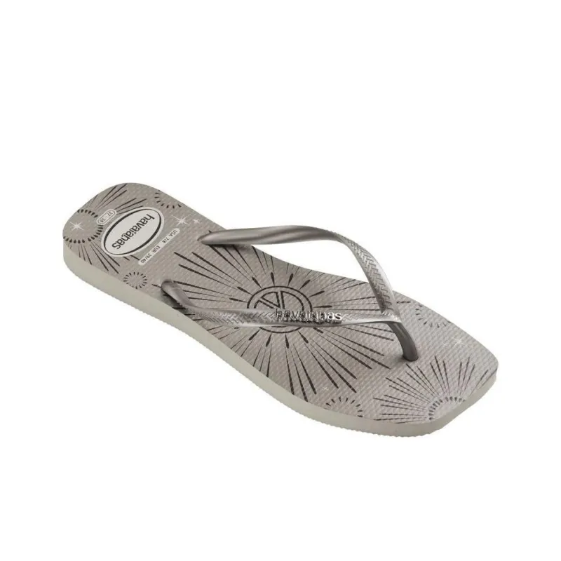 Havaianas Slim Square Metallic Flip Flops Women's Gray-2