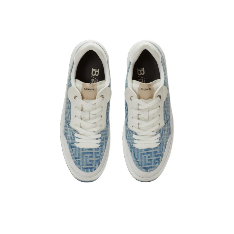 BALMAIN B-Court Monogram Denim Sneakers-3