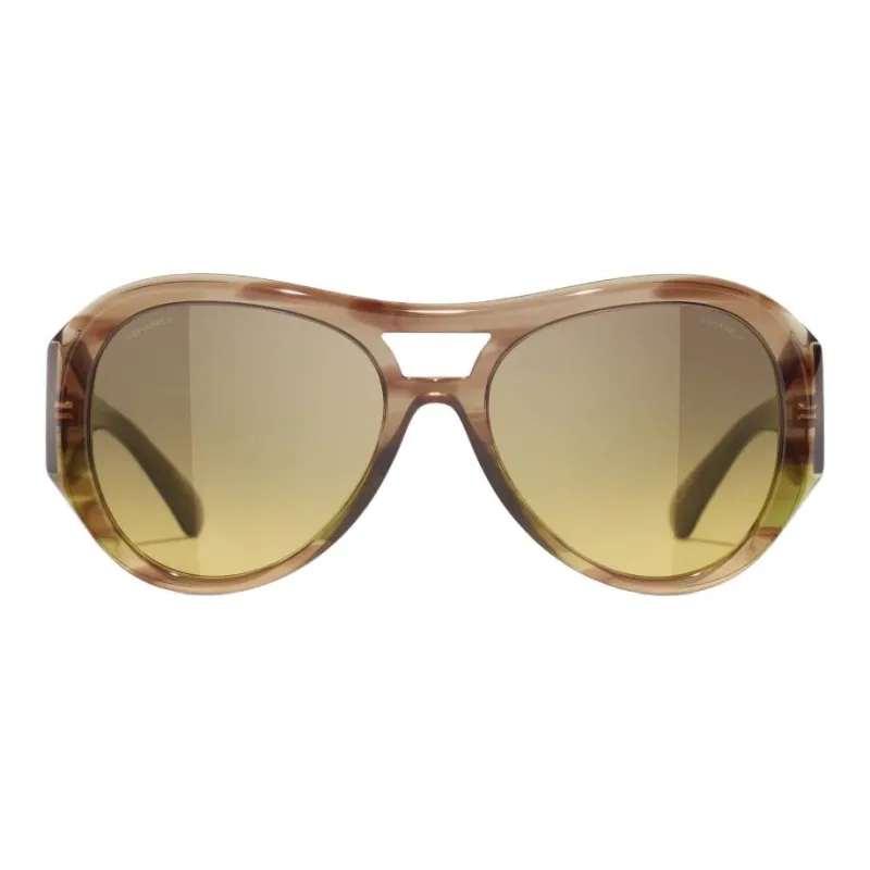 CHANEL Acetate Aviator Sunglasses Unisex Tortoiseshell-1