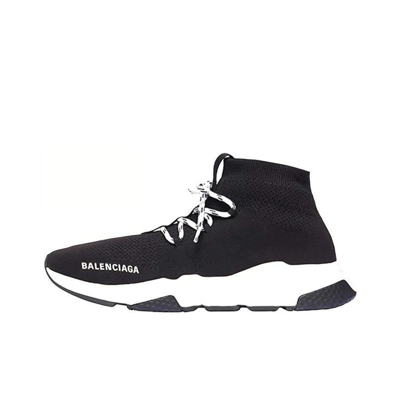 Balenciaga Speed 1.0 Lace Up Sneakers 'Black White' Women's-0